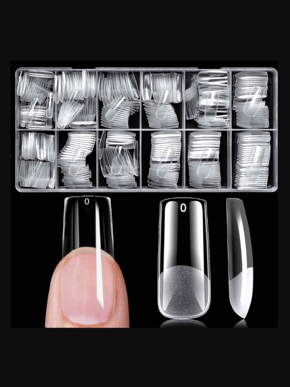 Long Square 420 Clear False Press On Nails